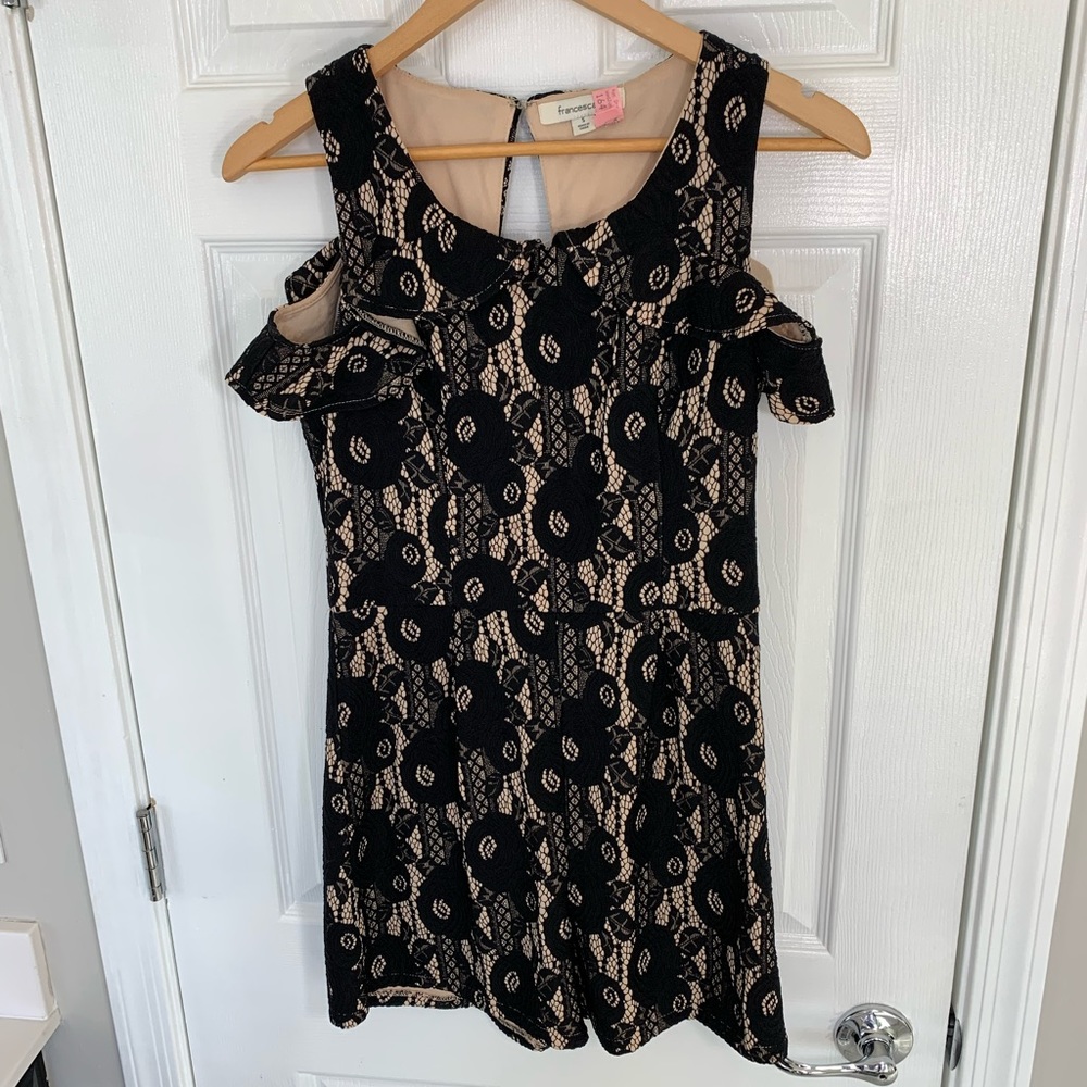 Francesca black lace short romper Small